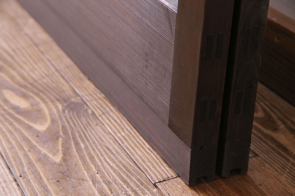 昭和中期　情緒ある独特の格子が魅力のガラス戸(格子戸、引き戸、建具)2枚セット