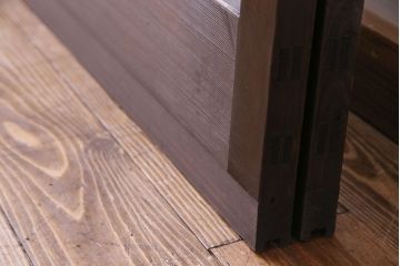 昭和中期　情緒ある独特の格子が魅力のガラス戸(格子戸、引き戸、建具)2枚セット