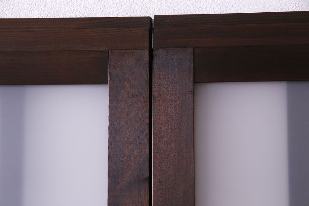 昭和中期　情緒ある独特の格子が魅力のガラス戸(格子戸、引き戸、建具)2枚セット