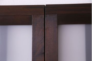 昭和中期　情緒ある独特の格子が魅力のガラス戸(格子戸、引き戸、建具)2枚セット