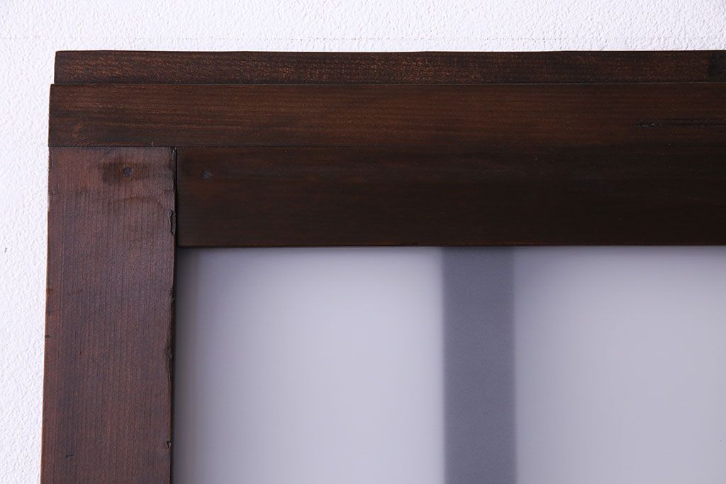 昭和中期　情緒ある独特の格子が魅力のガラス戸(格子戸、引き戸、建具)2枚セット