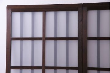 昭和中期　情緒ある独特の格子が魅力のガラス戸(格子戸、引き戸、建具)2枚セット