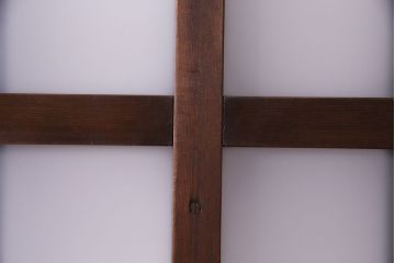 昭和中期　情緒ある独特の格子が魅力のガラス戸(格子戸、引き戸、建具)2枚セット