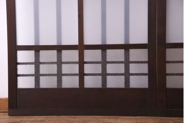 昭和中期　情緒ある独特の格子が魅力のガラス戸(格子戸、引き戸、建具)2枚セット