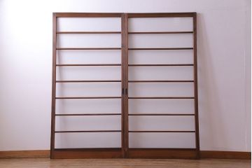 昭和中期　銀モールガラス入りのシンプルなガラス戸(引き戸、建具)2  枚セット