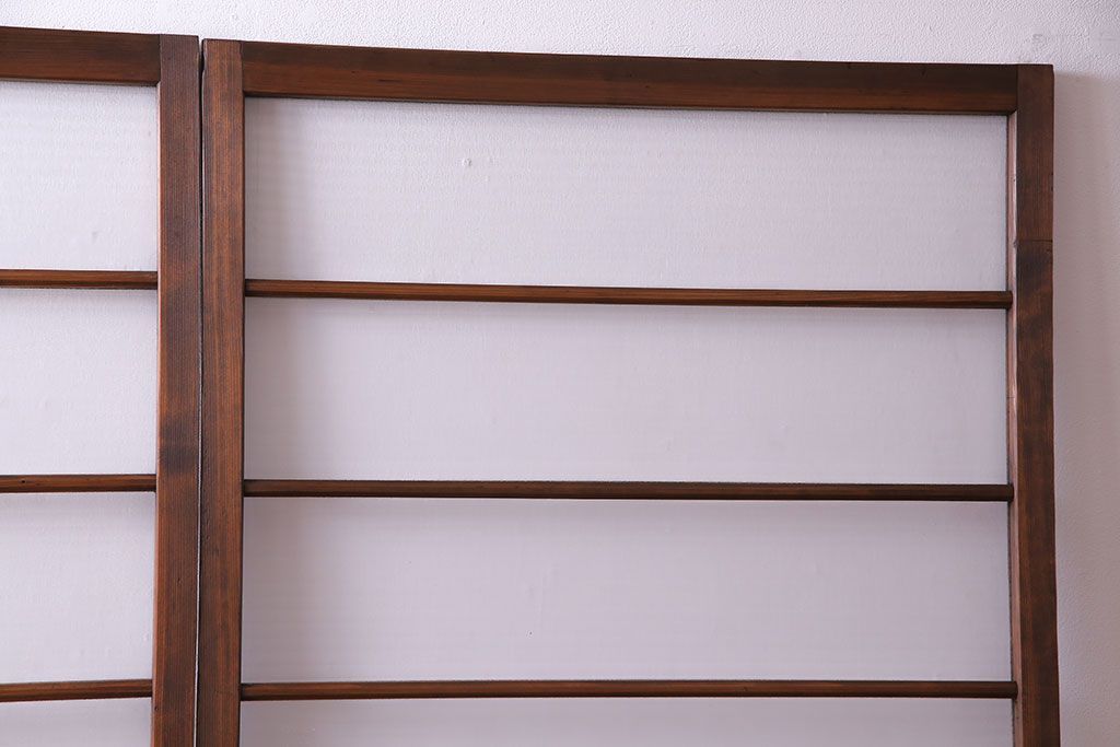 昭和中期　銀モールガラス入りのシンプルなガラス戸(引き戸、建具)2  枚セット