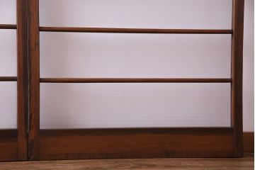 昭和中期　銀モールガラス入りのシンプルなガラス戸(引き戸、建具)2  枚セット