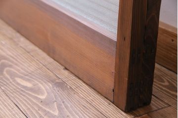 昭和中期　銀モールガラス入りのシンプルなガラス戸(引き戸、建具)2  枚セット