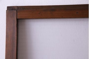 昭和中期　銀モールガラス入りのシンプルなガラス戸(引き戸、建具)2  枚セット