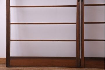 昭和中期　銀モールガラス入りのシンプルなガラス戸(引き戸、建具)2  枚セット