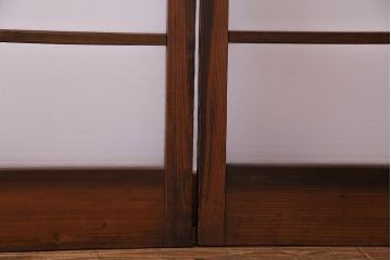 昭和中期　銀モールガラス入りのシンプルなガラス戸(引き戸、建具)2  枚セット