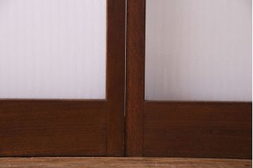 昭和中期　大判の銀モールガラスが目を引くガラス戸(引き戸、建具)2枚セット