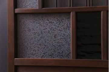 大正ロマン　変わり型の格子が上品な雰囲気のガラス戸(引き戸、建具)2枚組