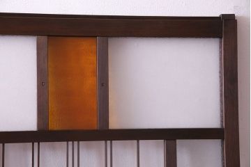 大正ロマン　変わり型の格子が上品な雰囲気のガラス戸(引き戸、建具)2枚組