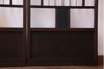 大正ロマン　変わり型の格子が上品な雰囲気のガラス戸(引き戸、建具)2枚組