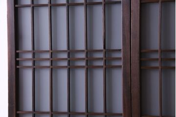 昭和中期　すりガラスの入り!幅の狭い変わり型格子ガラス戸(引き戸、格子戸、建具)4枚組