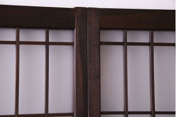 昭和中期　すりガラスの入り!幅の狭い変わり型格子ガラス戸(引き戸、格子戸、建具)4枚組