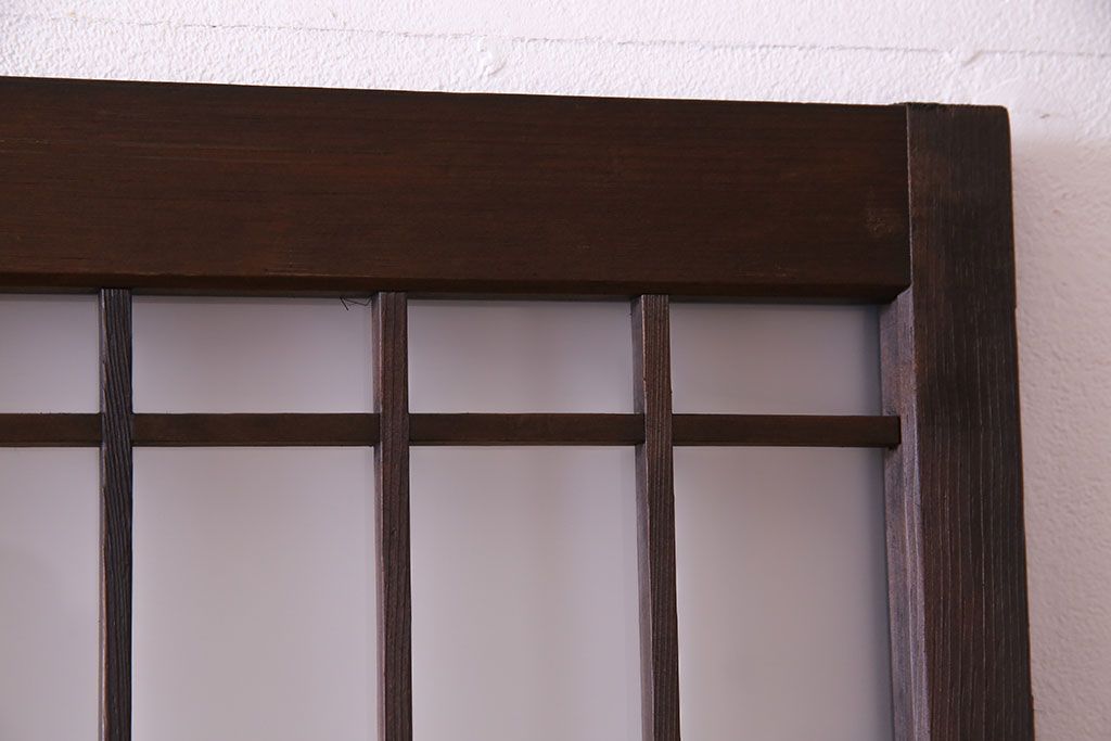 昭和中期　すりガラスの入り!幅の狭い変わり型格子ガラス戸(引き戸、格子戸、建具)4枚組