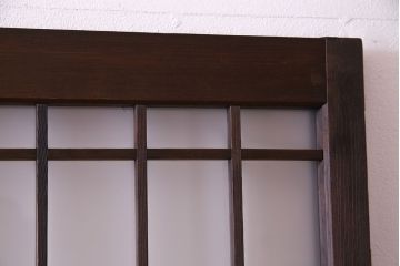 昭和中期　すりガラスの入り!幅の狭い変わり型格子ガラス戸(引き戸、格子戸、建具)4枚組