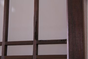 昭和中期　すりガラスの入り!幅の狭い変わり型格子ガラス戸(引き戸、格子戸、建具)4枚組