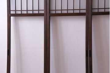 昭和中期　すりガラスの入り!幅の狭い変わり型格子ガラス戸(引き戸、格子戸、建具)4枚組