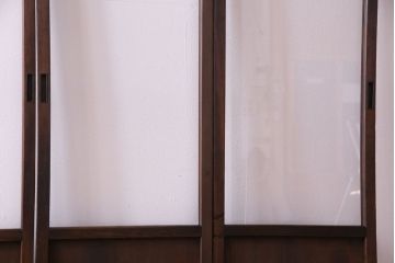 昭和中期　すりガラスの入り!幅の狭い変わり型格子ガラス戸(引き戸、格子戸、建具)4枚組