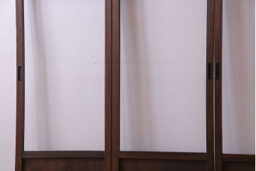 昭和中期　すりガラスの入り!幅の狭い変わり型格子ガラス戸(引き戸、格子戸、建具)4枚組