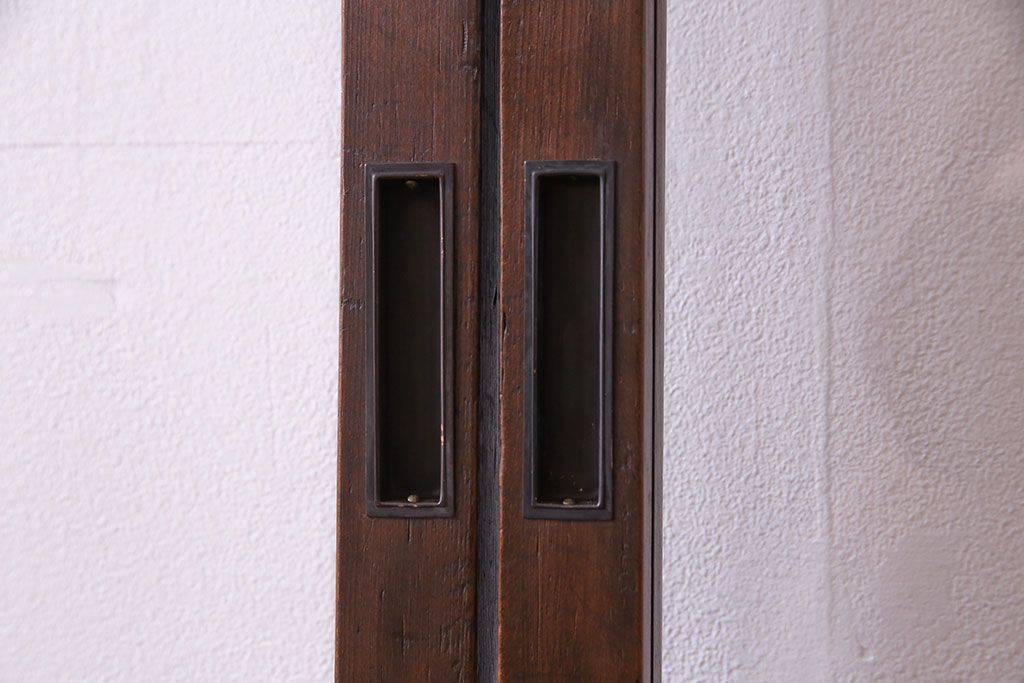 昭和中期　すりガラスの入り!幅の狭い変わり型格子ガラス戸(引き戸、格子戸、建具)4枚組