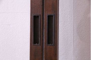 昭和中期　すりガラスの入り!幅の狭い変わり型格子ガラス戸(引き戸、格子戸、建具)4枚組