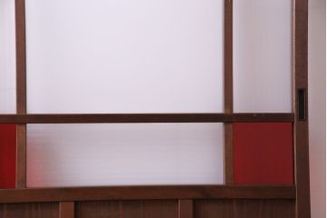 和製アンティーク　色ガラス入り!木のぬくもりを活かしたガラス戸(引き戸、建具)