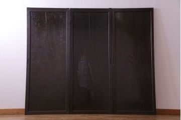 【商談品】古民具　古さを感じる木の質感　明治期の板戸(引き戸、建具)3枚組