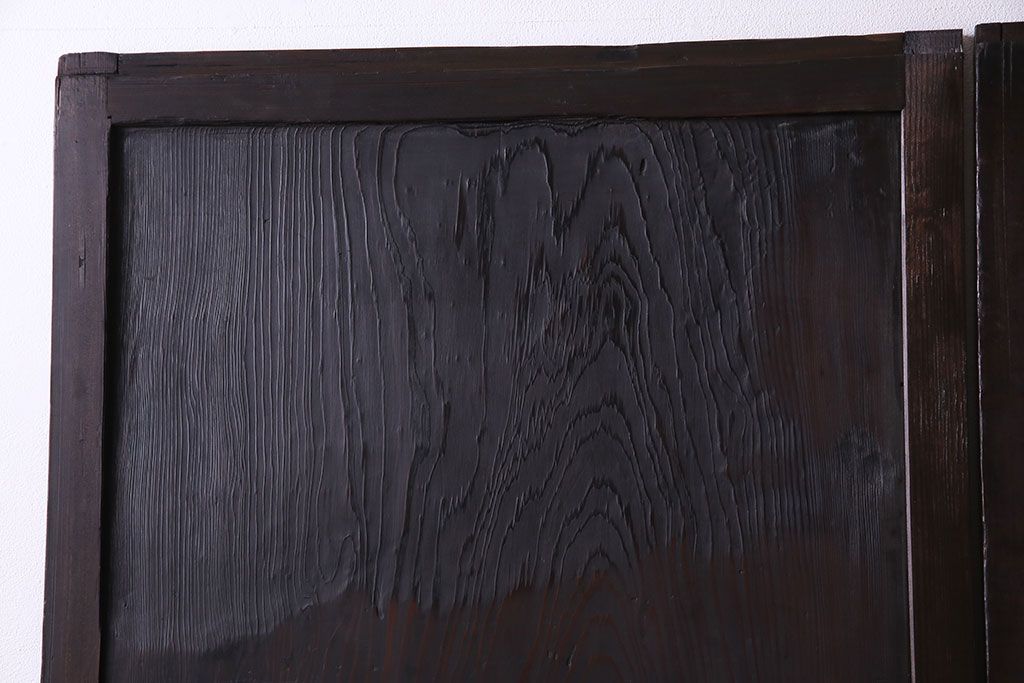 【商談品】古民具　古さを感じる木の質感　明治期の板戸(引き戸、建具)3枚組