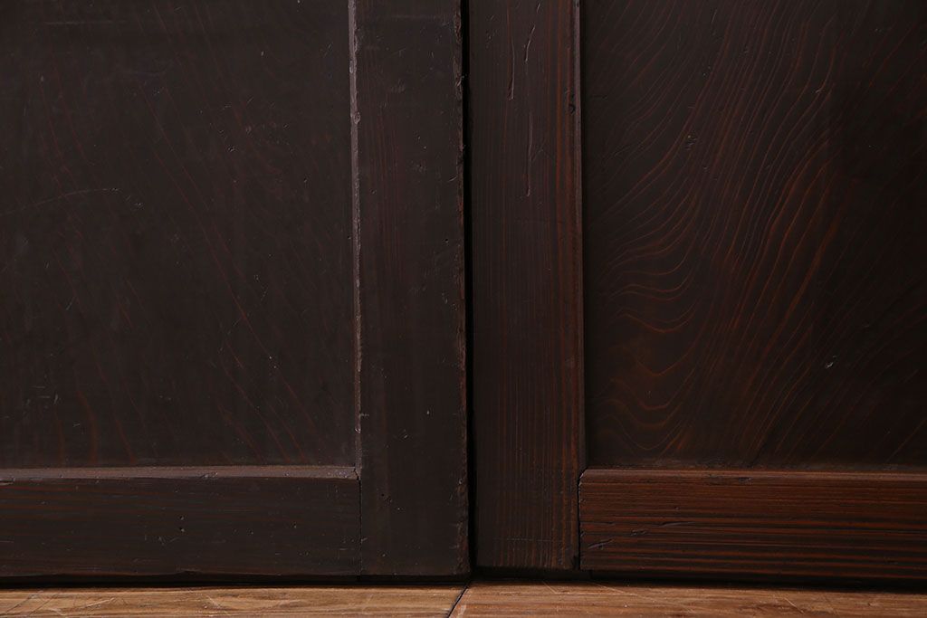 【商談品】古民具　古さを感じる木の質感　明治期の板戸(引き戸、建具)3枚組