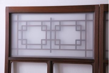 和製アンティーク　明るい和の空間を演出する上品なガラス戸(引き戸、建具)4枚組