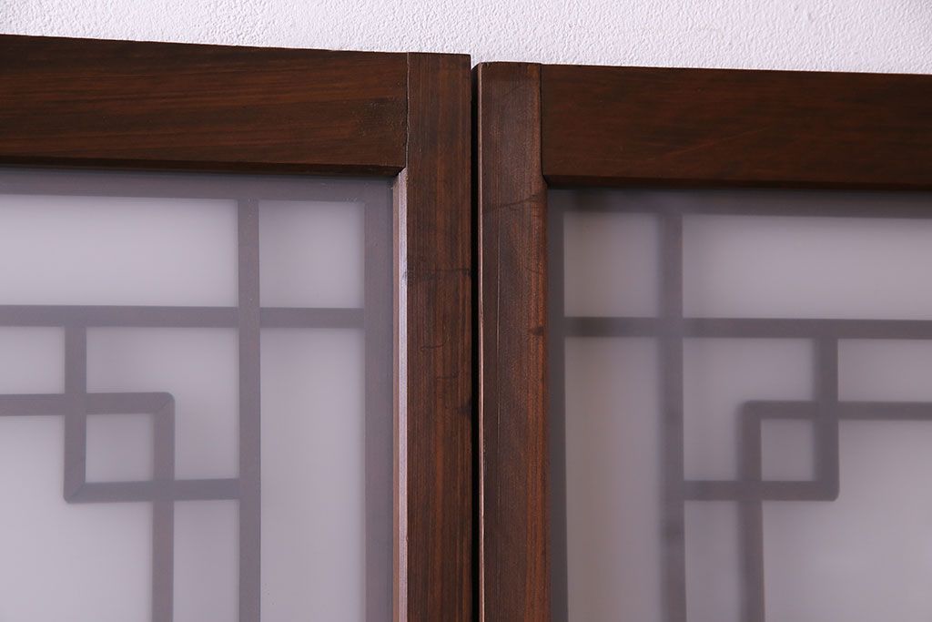 和製アンティーク　明るい和の空間を演出する上品なガラス戸(引き戸、建具)4枚組