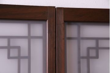 和製アンティーク　明るい和の空間を演出する上品なガラス戸(引き戸、建具)4枚組