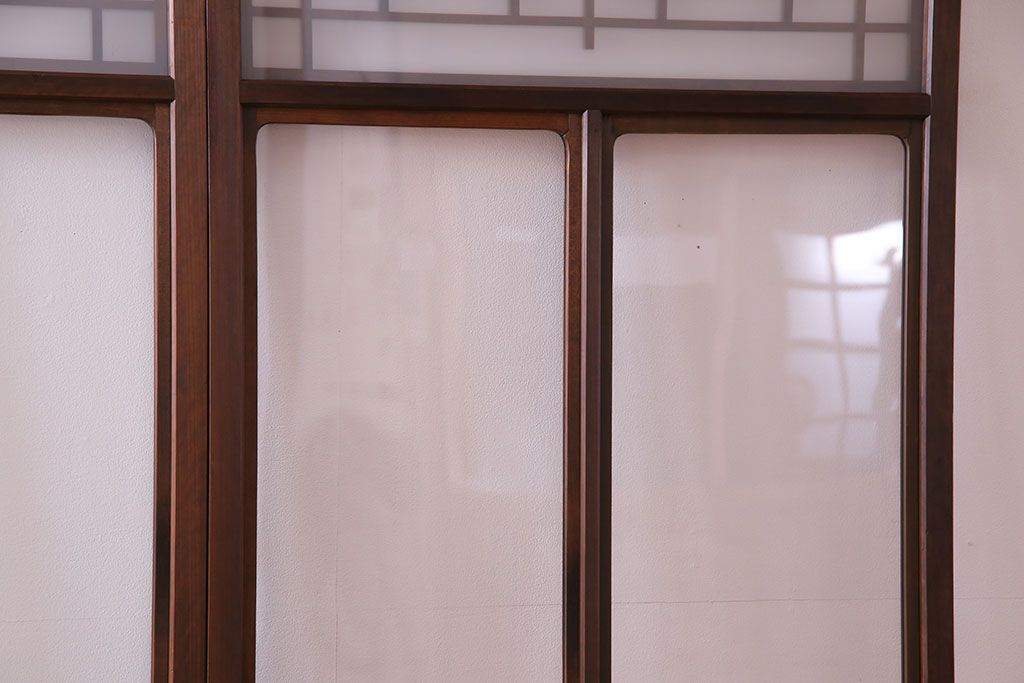 和製アンティーク　明るい和の空間を演出する上品なガラス戸(引き戸、建具)4枚組