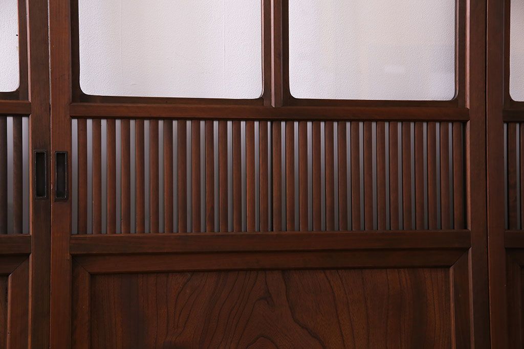 和製アンティーク　明るい和の空間を演出する上品なガラス戸(引き戸、建具)4枚組