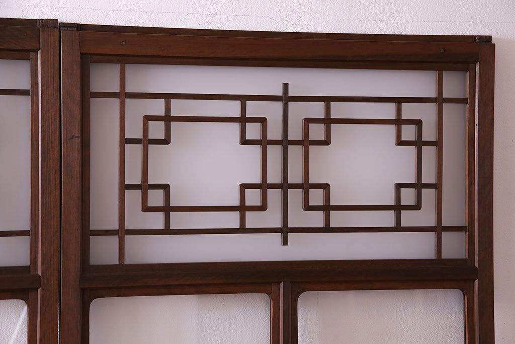 和製アンティーク　明るい和の空間を演出する上品なガラス戸(引き戸、建具)4枚組