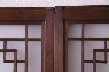 和製アンティーク　明るい和の空間を演出する上品なガラス戸(引き戸、建具)4枚組