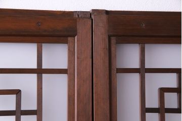 和製アンティーク　明るい和の空間を演出する上品なガラス戸(引き戸、建具)4枚組