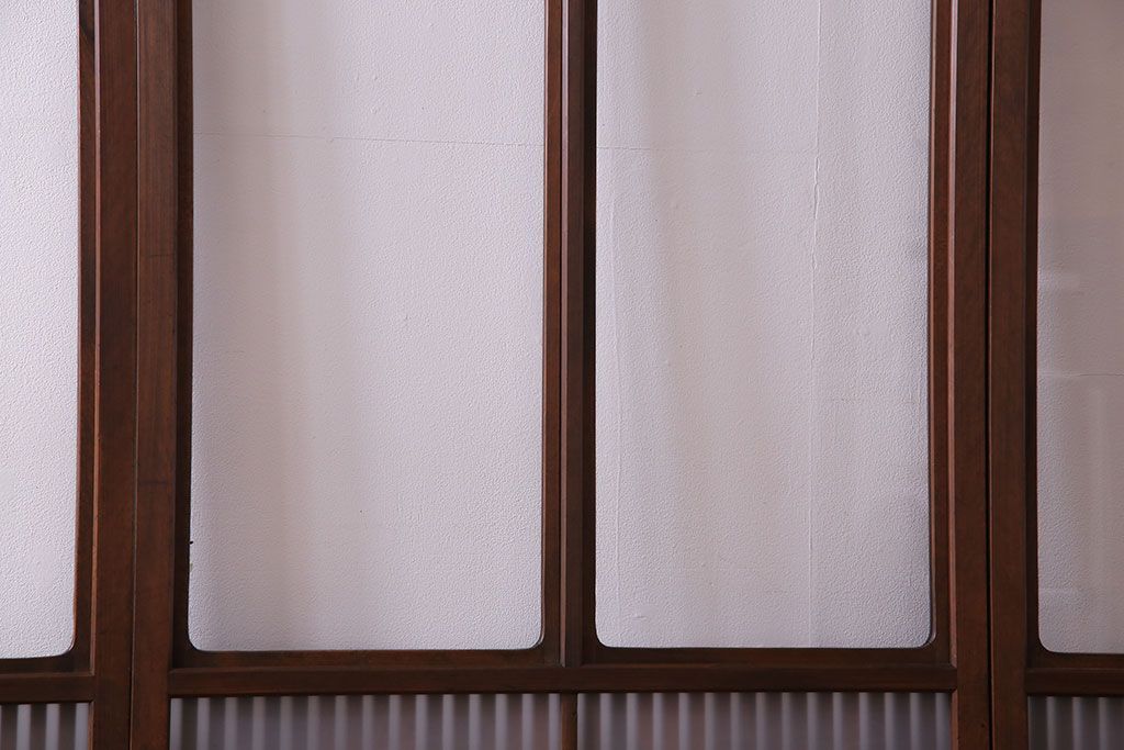 和製アンティーク　明るい和の空間を演出する上品なガラス戸(引き戸、建具)4枚組