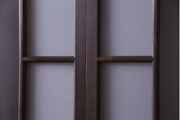 【U様ご成約分】大正ロマン　ノスタルジックな雰囲気が漂うガラス戸(引き戸、建具)2枚セット