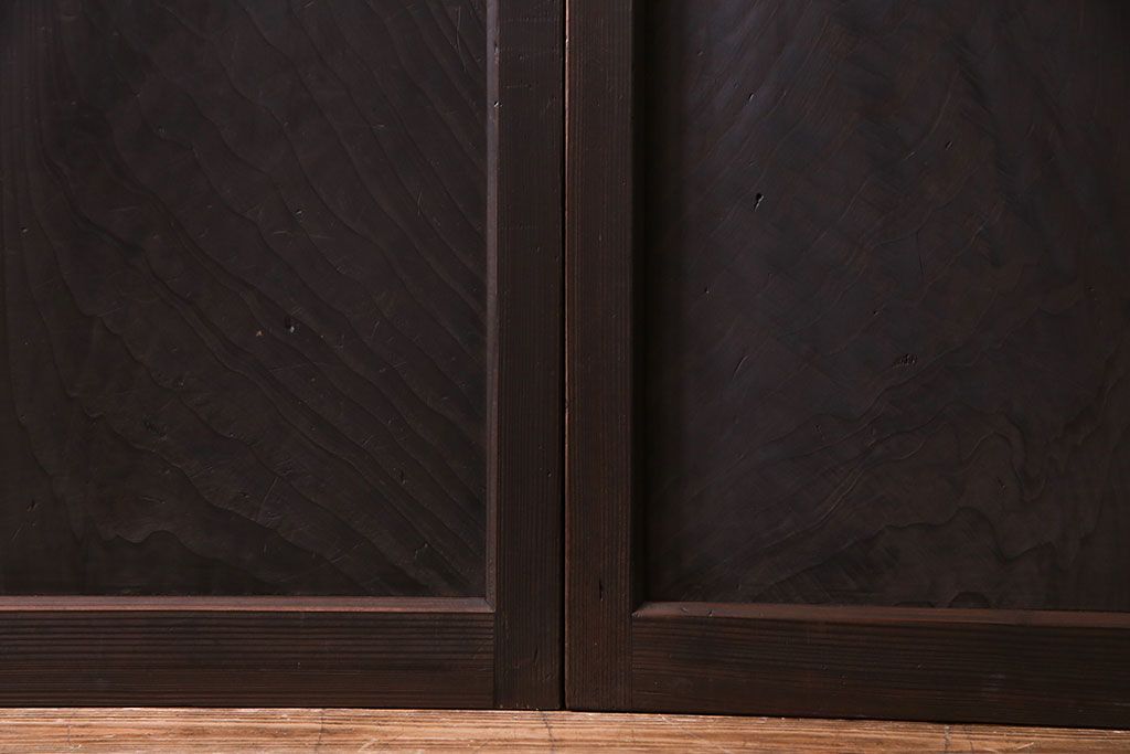 【U様ご成約分】大正ロマン　ノスタルジックな雰囲気が漂うガラス戸(引き戸、建具)2枚セット