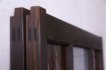 【U様ご成約分】大正ロマン　ノスタルジックな雰囲気が漂うガラス戸(引き戸、建具)2枚セット