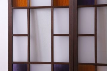 【U様ご成約分】大正ロマン　ノスタルジックな雰囲気が漂うガラス戸(引き戸、建具)2枚セット