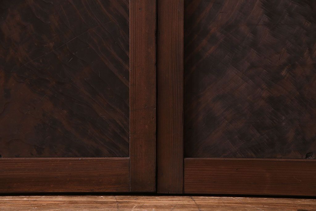 【U様ご成約分】大正ロマン　ノスタルジックな雰囲気が漂うガラス戸(引き戸、建具)2枚セット