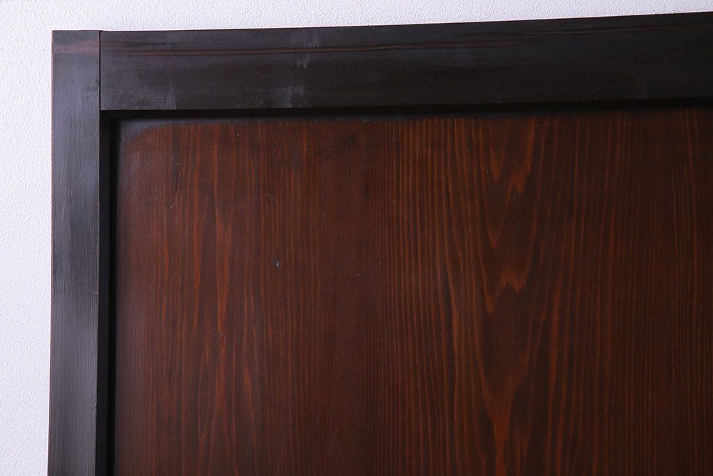 大正ロマン　漆塗りで上質な幅広ガラス帯戸(引き戸、ガラス戸)2枚セット