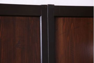 大正ロマン　漆塗りで上質な幅広ガラス帯戸(引き戸、ガラス戸)2枚セット