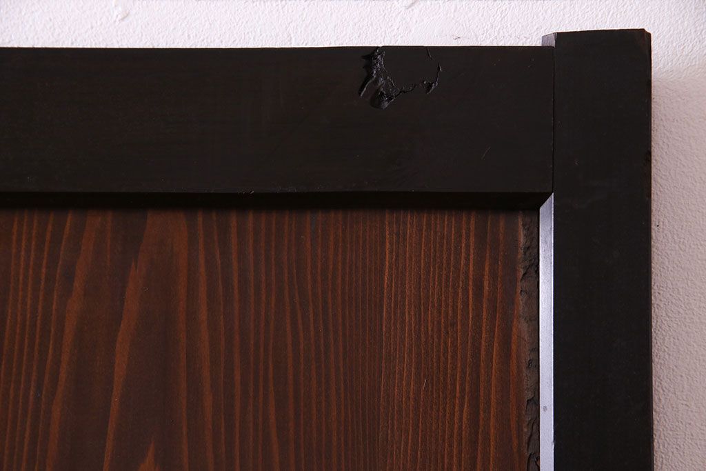 大正ロマン　漆塗りで上質な幅広ガラス帯戸(引き戸、ガラス戸)2枚セット